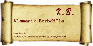 Klamarik Borbála névjegykártya